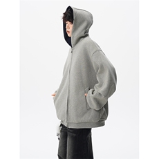 8XL-M500克潮牌百搭卫衣男美式情侣连帽撞色休闲廓形外套WY33P68，女装短外套，电商D206-1