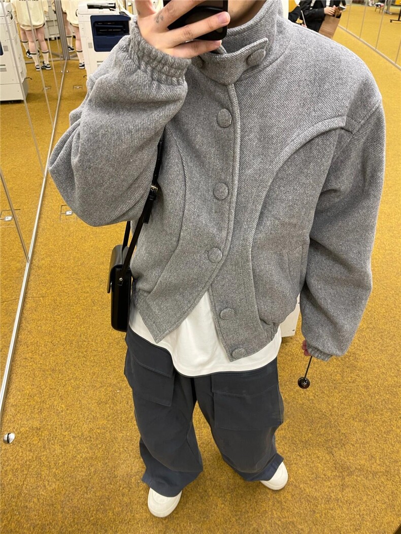 【有货】R3001CC-特P110 加厚毛呢外套男设计感立领呢子夹克图片