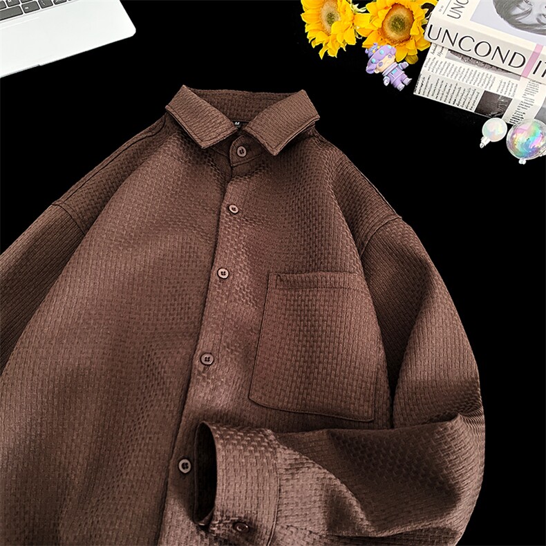 CS043-P35后外工字摺男女通勤百搭秋季长袖衬衣，男装衬衫，电商A178