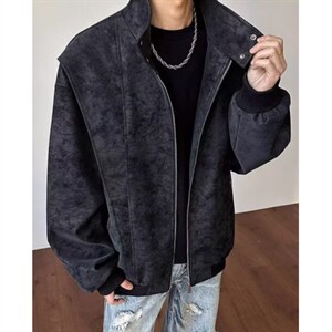 美式结构正肩外套男春秋高级感痞帅哈灵顿机车服飞行夹克 J370图片