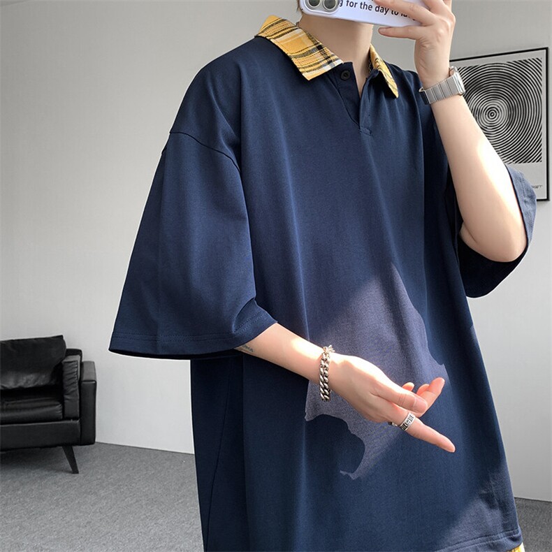短袖男夏季新款港风宽松假两件体恤上衣DX3302-P32图片