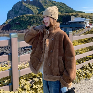 皮毛一体仿羊羔毛短外套女冬季2025新款爆款小个子加绒加厚棉服潮图片
