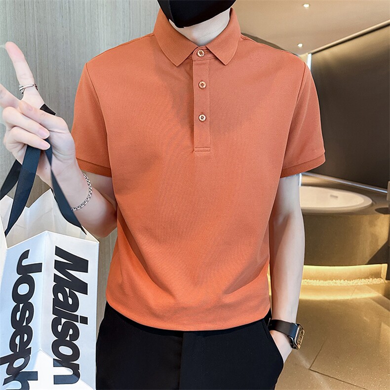 常年款品质纯色光版翻领短袖polo衫男潮牌夏季t恤修身T0257-P40,男装T恤,电商D342