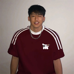 夏季美式高街重磅纯棉三条杠织带撞色男女短袖T恤ZD583-特P30图片