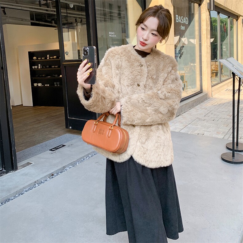 现货新款皮毛一体外套2C0958955P215K318,女装毛呢外套,2C095