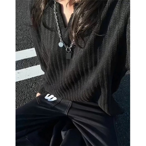 秋冬不规则T恤女长袖欧货性感交叉上衣修身洋气小衫 TK11图片