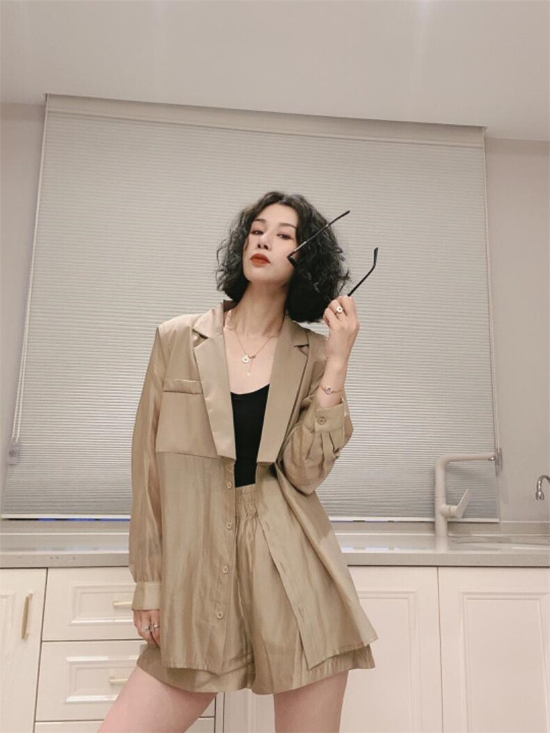 西装领防晒套装ＭL，女装西装，可纳奇