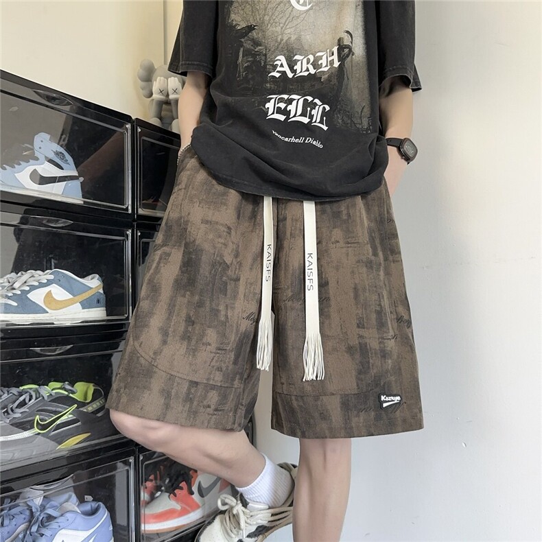 2025夏季透气短裤美式扎染宽松大码百搭五分短裤*CK2505*P35控58,男装牛仔裤,星座511-1