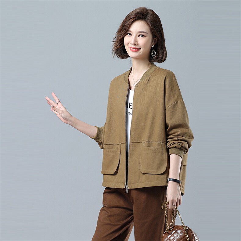 时尚女装纯棉短款加厚风衣外套宽松显瘦百搭休闲上衣,女装风衣,秋牧寒烟