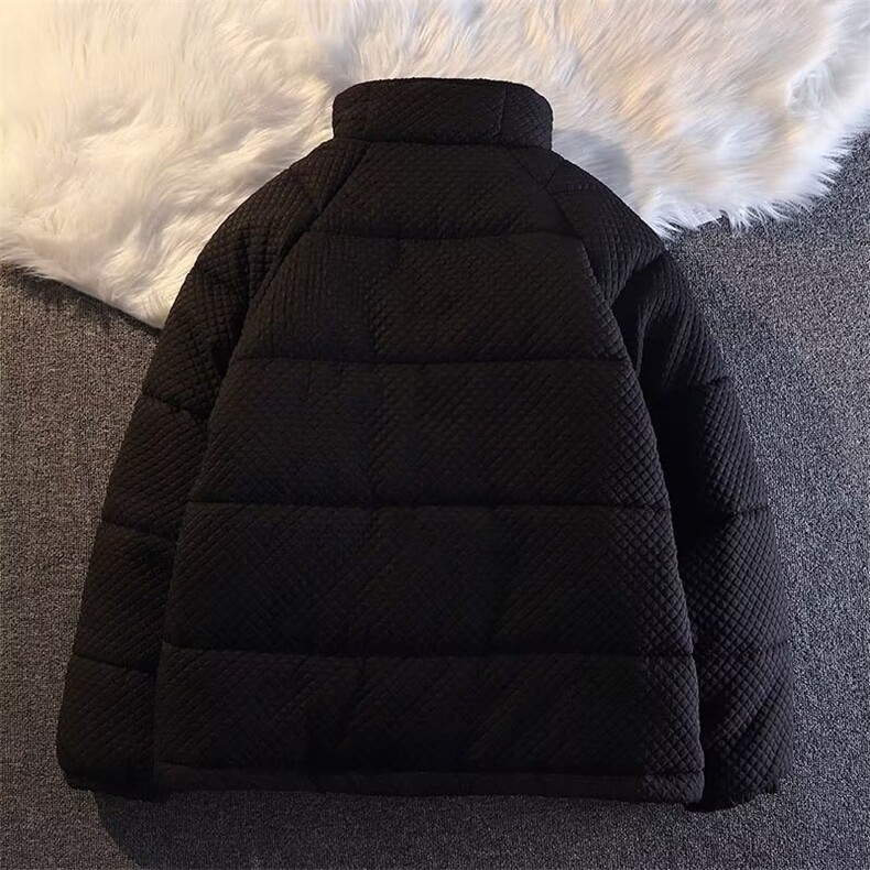 美式复古华夫格棉服男冬季宽松立领棉衣潮牌加厚情侣棉袄外套图片