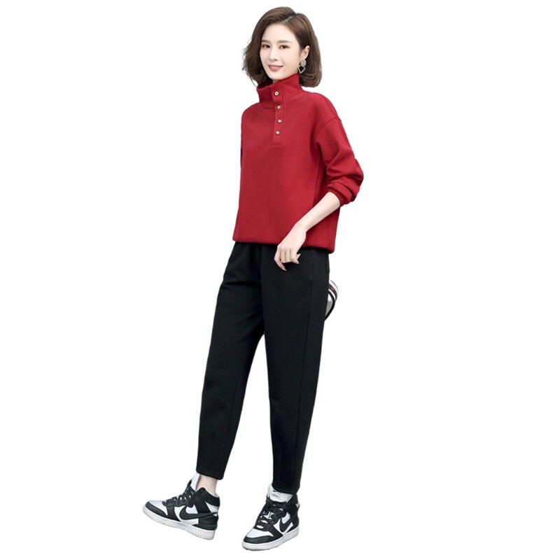 套装加绒运动套装女休闲时尚春秋卫衣洋气品牌减龄两件,女装套装/套裙,涵誉