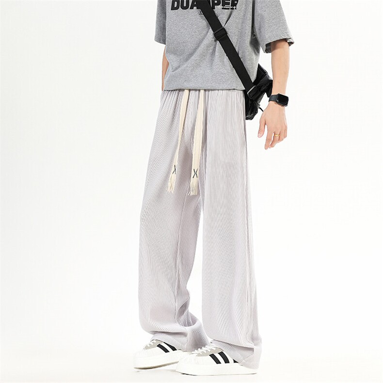 2025新款条纹冰丝宽松直筒裤薄款垂感阔腿裤xz906-1-K1288特P35,男装休闲裤,星座906-1（原电商a316-2）