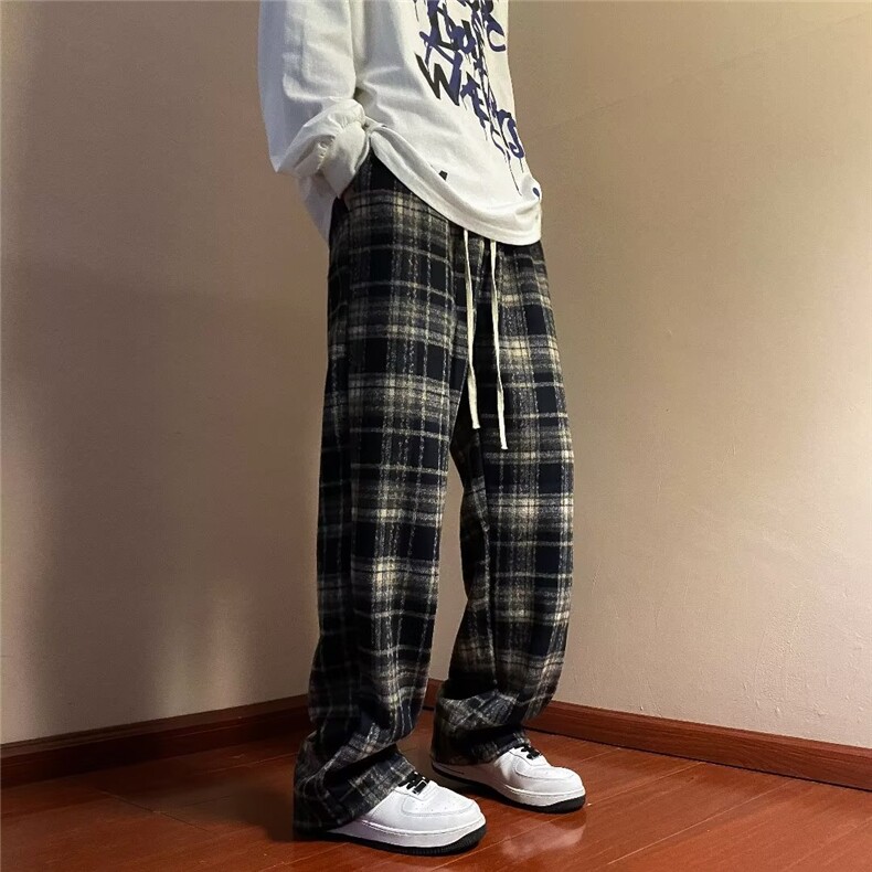 春季格子裤子美式休闲直筒裤宽松阔腿长裤潮K956-P40,男装休闲裤,星座910-1