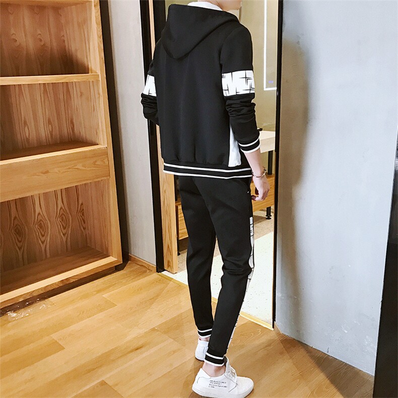2023春季卫衣男连帽开衫套装韩版潮流宽松休闲帅气一套J02P60,男装休闲套装,电商A086
