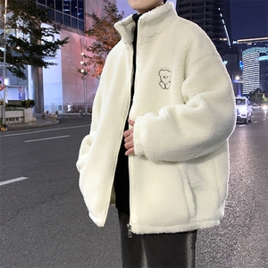 冬季新款港风羊羔毛棉衣男宽松百搭加厚情侣棉服外套 W2270-P44图片