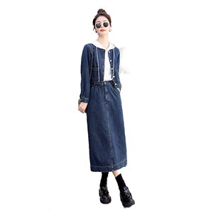 2024春秋季牛仔套裙女时尚两件套图片