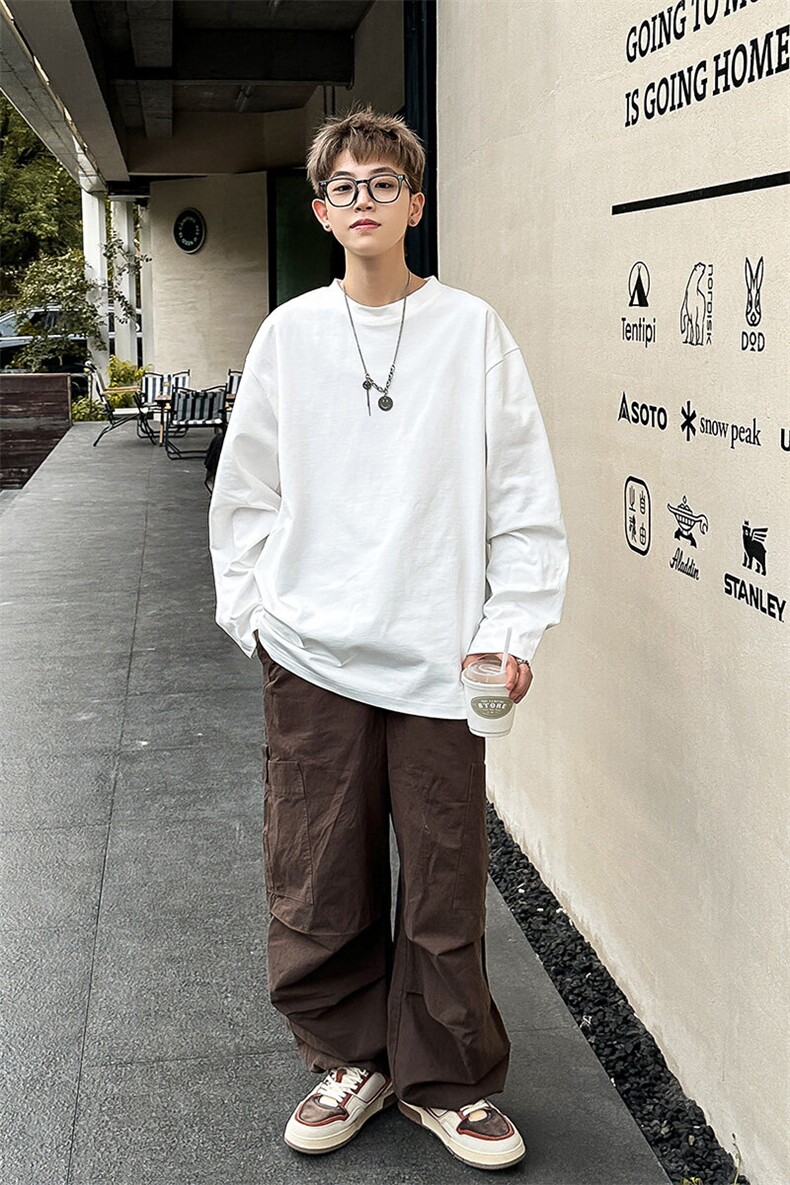 复古宽松百搭时尚简约打底衫日系纯棉休闲T桖上衣HY10TP17控29,男装T恤,电商A102B