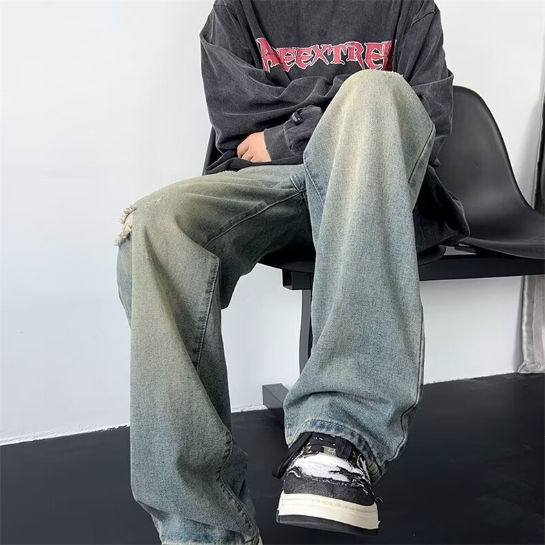 牛仔裤男士宽松直筒裤ins潮流百搭休闲高街秋冬长裤子N00602-P40,男装牛仔裤,星座308B-2