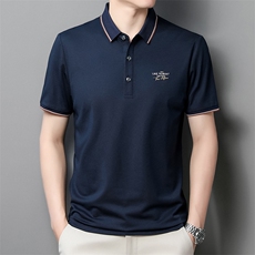翻领宽松POLO衫短袖百搭中年2024夏季上衣潮流时尚T恤QP2293-P55，男装Polo衫，星座1105-3