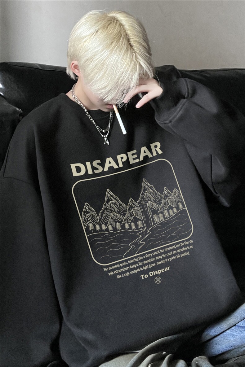 抖音品质美式复古印花INS百搭宽松圆领卫衣JK23423特批25-控48,男装卫衣,星座605(原A050)