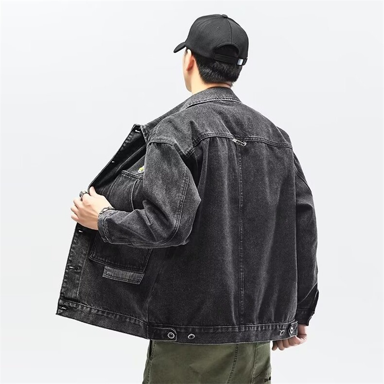 牛仔夹克工装口袋中性字母贴标渐变色外套大码M-4XLJ20P55,男装夹克,星座1013-1