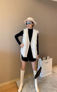 超逸世家4217冬季新款皮毛一体马甲,女装马甲,超逸世家