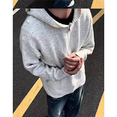 重磅慵懒风针织开衫男款秋季美式复古情侣款毛衣拉链设计宽松外套，男装针织衫/毛衣，星座506A