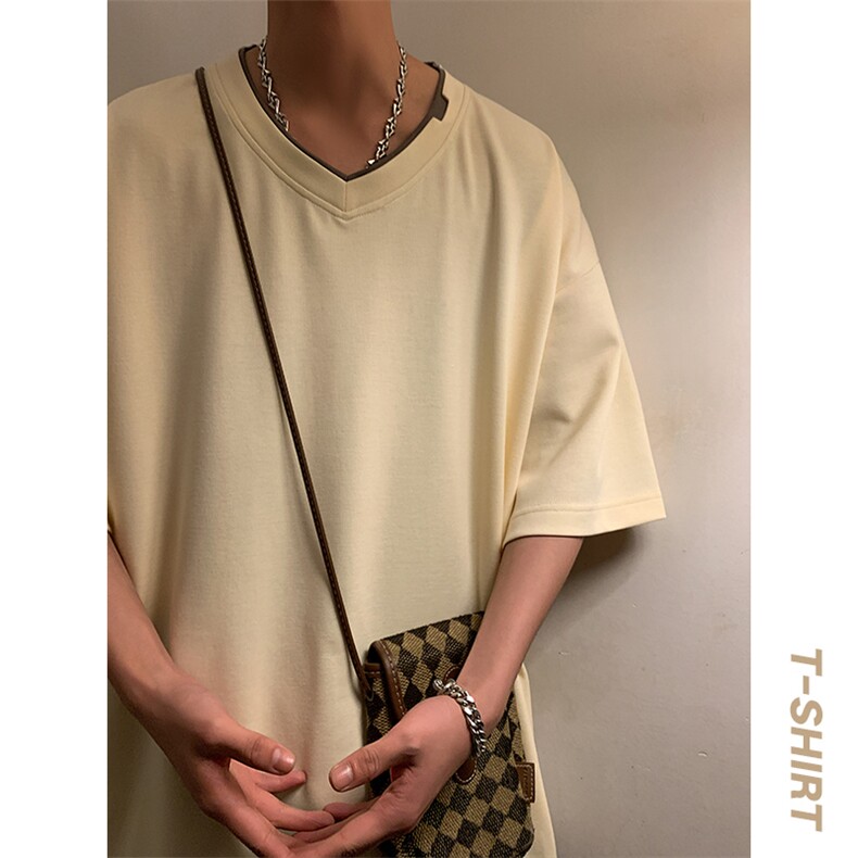 新款短袖男港风暖光夏季T恤休闲百搭假两件T恤男上衣TC3138-P30,男装T恤,星座717