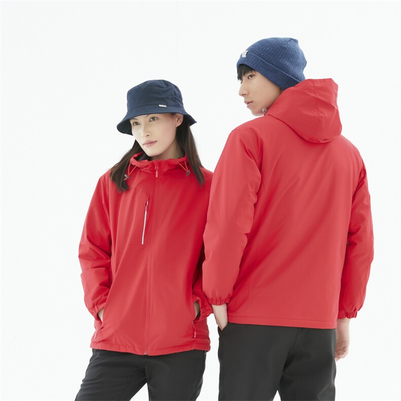 2024年秋季时尚纯色连帽一体加厚冲锋衣,女装短外套,衫都服饰