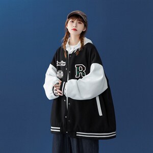 2022秋季新款简约拼接美式复古棒球服外套夹克ins潮 G113 P65控88图片