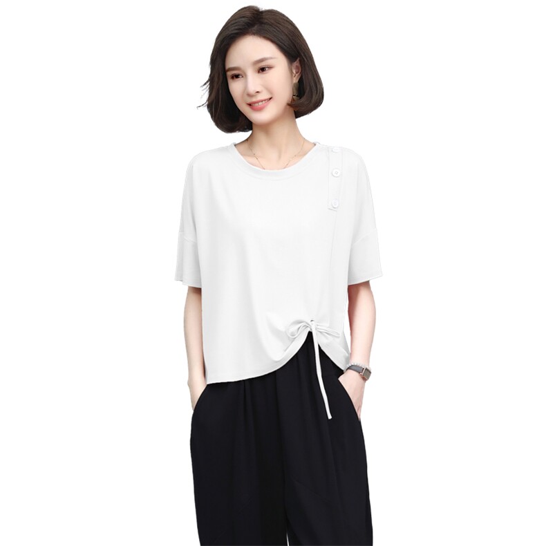 时尚百搭宽松显瘦短袖T恤女夏季新款韩版简约纯色上衣学生潮,女装T恤,阿丹
