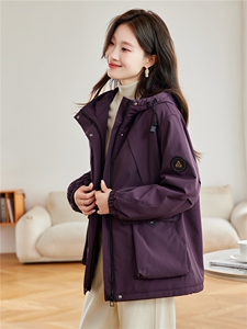紫色收腰显瘦派克服加绒外套女2025秋冬新款宽松显瘦加厚保暖棉服图片