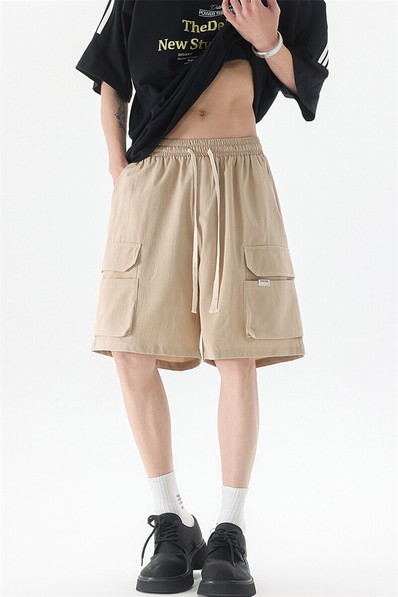 8XL-M特大码冰丝短裤男五分裤褶皱休闲裤工装中裤DK1504P45控68,男装休闲裤,电商D206-1
