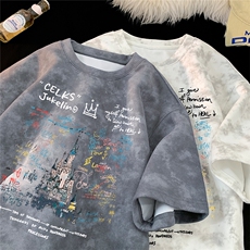 重磅白墨扎染宽松大版型落肩短袖印花T恤ZT26002-P25限38,男装T恤,电商B219A,电商基地 重磅白墨扎染宽松大版型落肩短袖印花T恤ZT26002-P25限38,男装T恤,电商B219A,电商基地