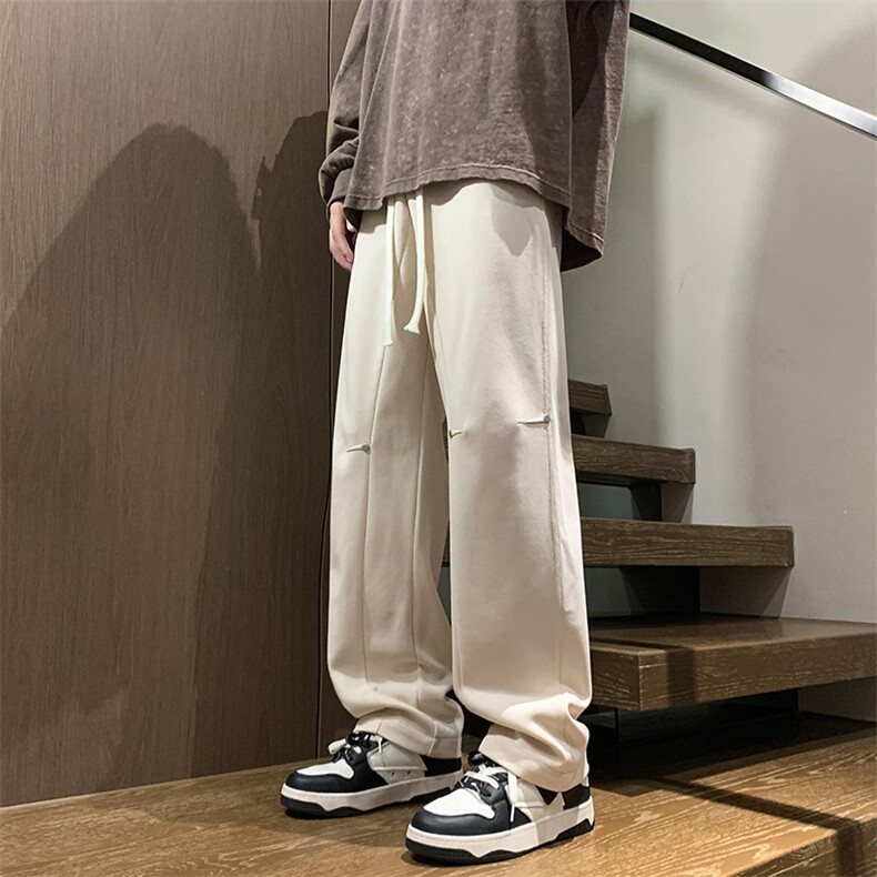 港风秋冬长裤美式高街卫裤宽松休闲针织拖地卫裤K23308-P40控58,男装休闲裤,星座717