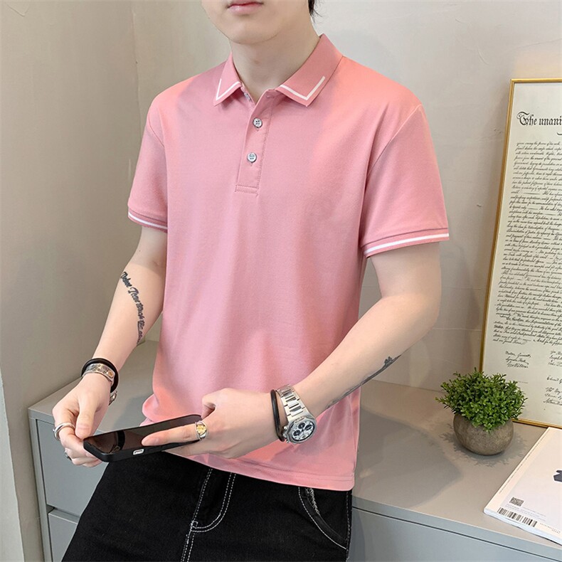 夏季新款休闲翻领polo衫痞帅百搭休闲百搭短袖T2302P35,男装T恤,星座914