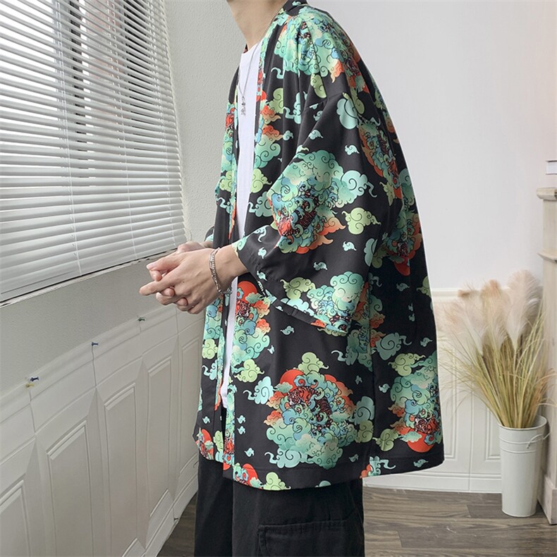 夏季大码港风日系外套防晒服男女开衫薄款道袍披风汉服F12/P40,男装防晒衣,电商A221A
