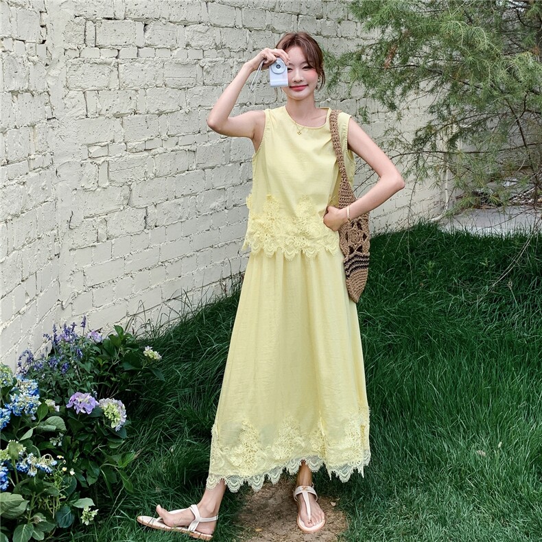 少女风森系时尚套装碎花温柔复古夏季裙子连衣裙套装碎花显瘦气质,女装套装/套裙,2C272