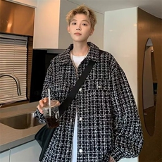 XXF071工装外套男新款痞帅黑色潮宽松休闲加厚小香风夹克，男装夹克，星座308A-1（原309B-1）