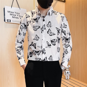 男士秋季新款个性痞帅印花长袖衬衫男休闲衬衣301A-1/H501/P58图片