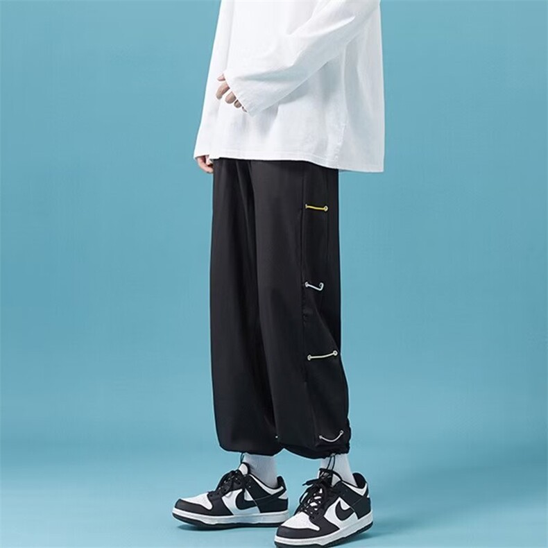 夏季薄款抽绳冰丝束脚裤休闲百搭裤子,男装休闲裤,星座1013