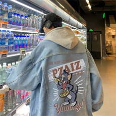 得物二开大货印花百搭牛仔夹克大码宽松休闲牛仔外套JK1269-P88，男装工装外套，星座1103-3