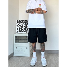 港风大码宽松休闲裤短裤工装裤五分裤A014-DY2373-P45控58，男装牛仔裤，电商A014