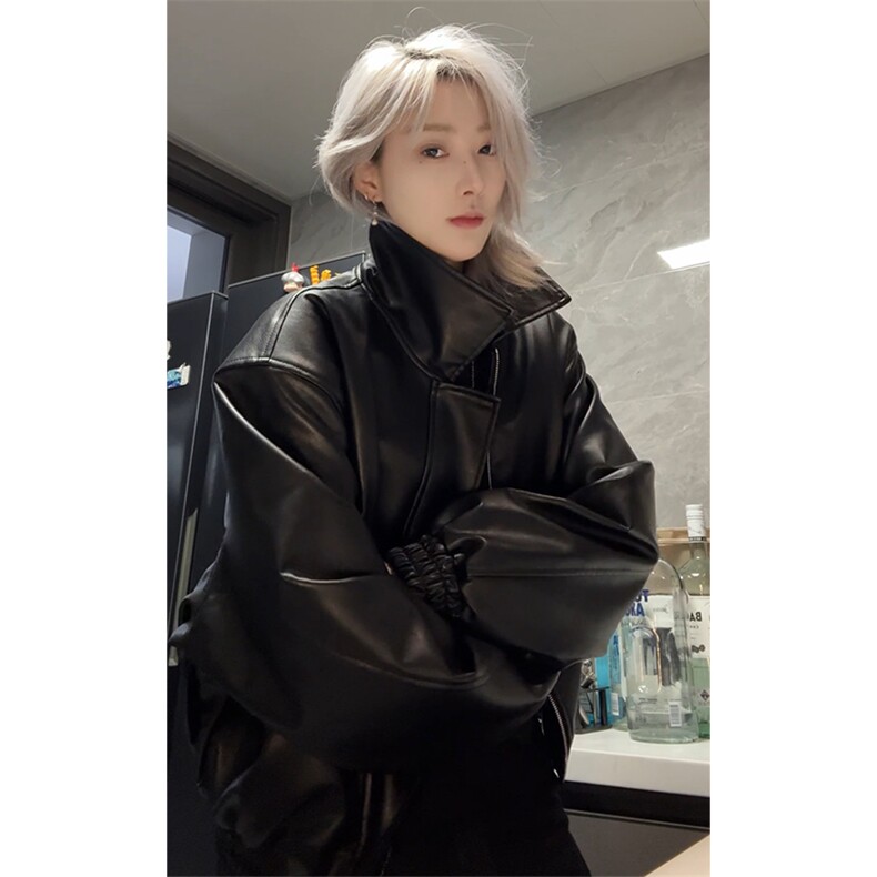 秋冬cleanfit短款皮夹克垫肩外套美式ins复古皮衣潮JK3652-特P78,男装夹克,电商B295