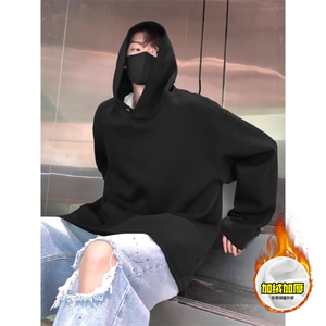 480G重磅加绒硬挺boxy男女秋冬美式高街结构一粒扣连帽卫衣厚外套图片