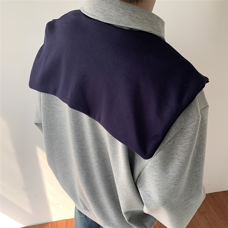 M-3XL设计翻领可拆披肩假两件POLO衫长袖情侣装XZ212-QWT112-P66,男装Polo衫,星座212