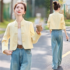 2026年春季新中式提花盘扣设计气质感时尚潮流外套，女装短外套，芭米依尚