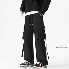 美式黑色工装裤男多口袋宽松文艺潮流时尚新款慵懒简约百搭，男装工装外套，星座302B
