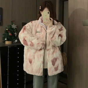 C922-P120羊羔毛毛绒棉服秋冬季2025新款学生中长款加绒加厚外套,北大荒的秋天穿搭女学生图片