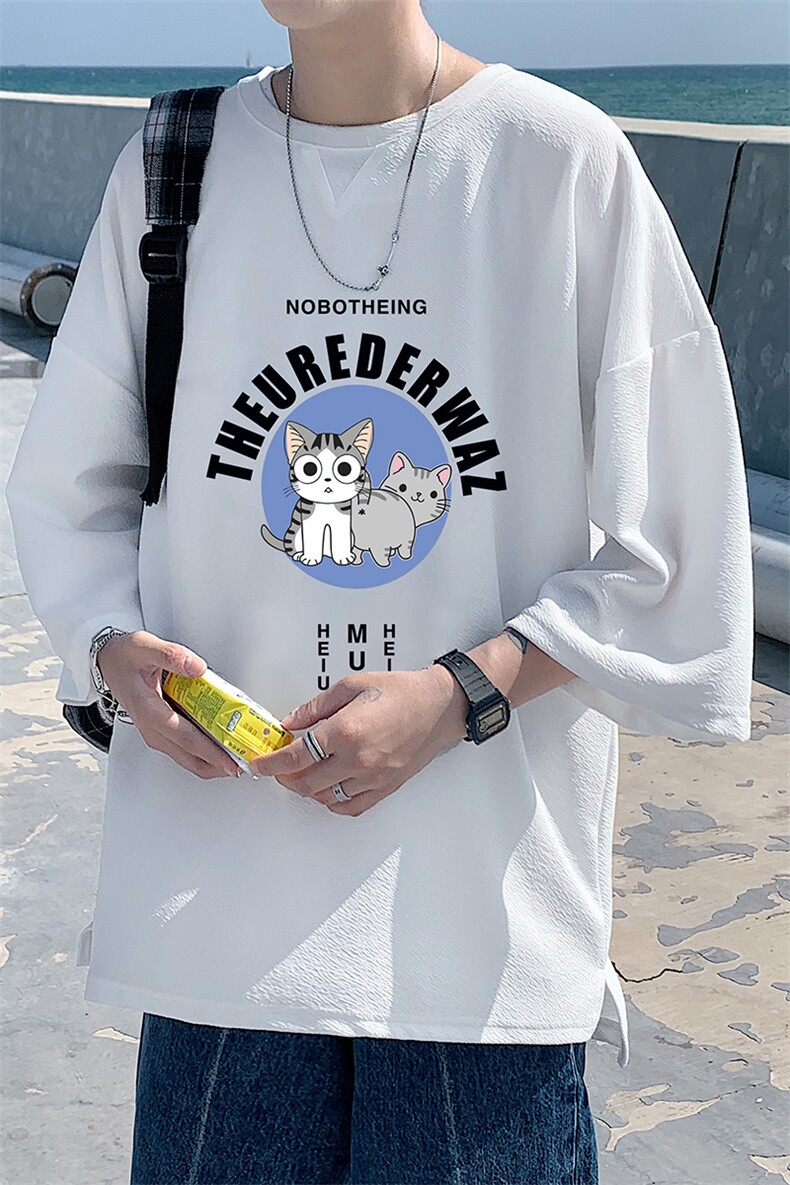 Q11160-P30春夏季七分袖t恤男大码五分袖男短袖中袖,男装T恤,电商A040